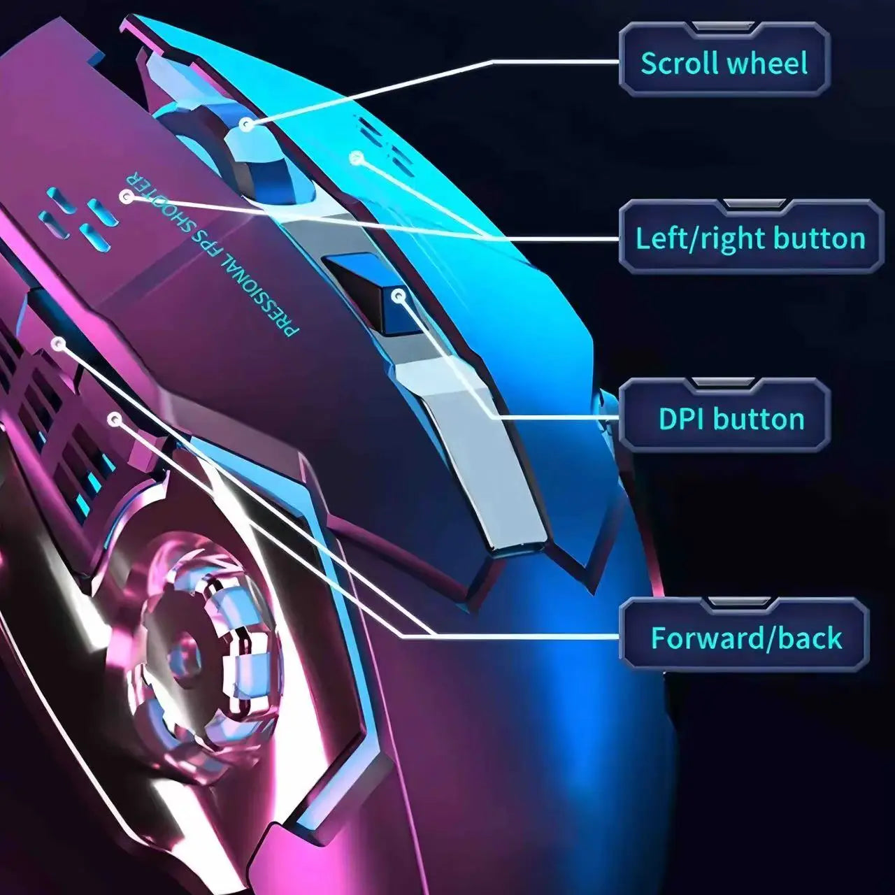 Bluetooth Mouse Gaming Computer Rechargeable Wireless Mouse USB Mechanical E-Sports Backlight PC Gamer Mouse for Computer
