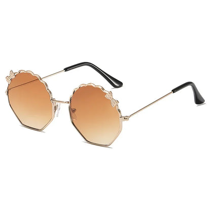 New Fashion Children's Sunglasses Boys and Girls Anti-UV Sun Glasses Baby Cute Bow Little Girl Shell Glasses Metal Frame Eyewear