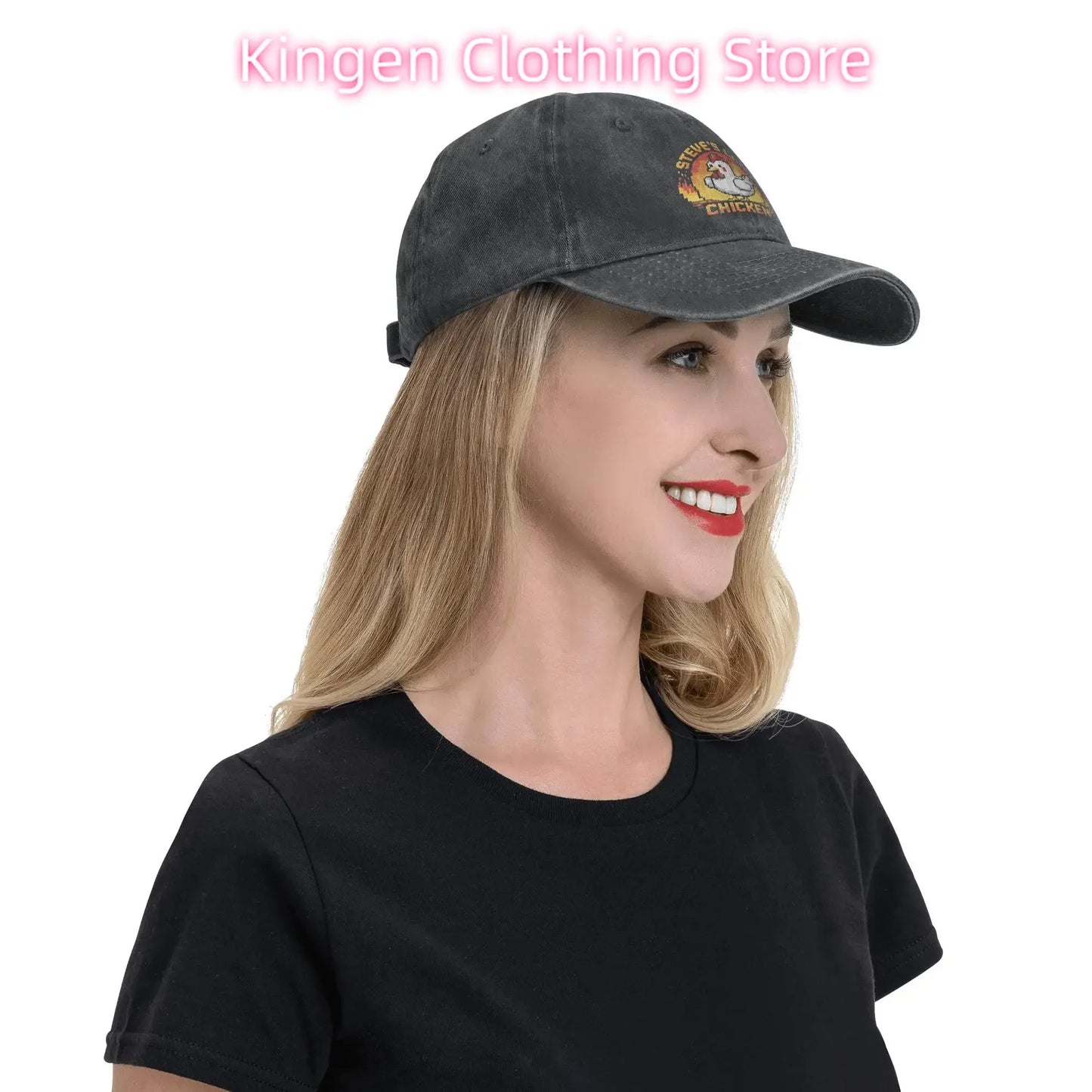 Unisex Chicken Jockey Lava Chicken Print Steves Hat Fashion Distressed Washed  Baseball Cap Adjustable