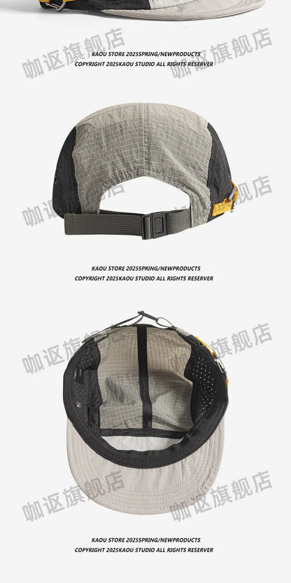 Japanese Retro Color Matching 5-panel Baseball Caps for Men Summer Outdoor Camping Leisure Sun Protection Niche Women's Hats