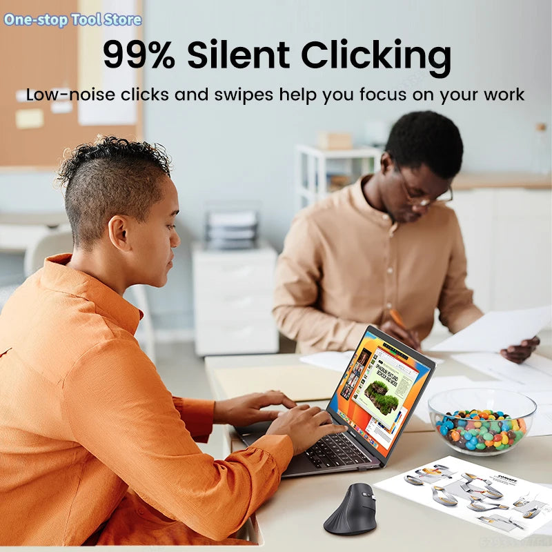 Mouse Wireless Bluetooth 5.0 2.4G Ergonomic 4000DPI 6 Mute Buttons for MacBook Tablet Laptops Computer PC Mice