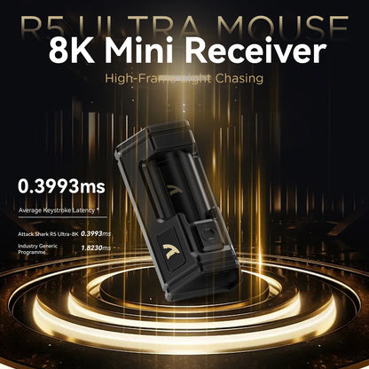 ATTACK SHARK R5 Ultra Carbon Fiber Wireless 8K Gaming Mouse 39g SUPERLIGHT, PixArt PAW3950MAX Gaming Sensor, 8000Hz Wireless Poll