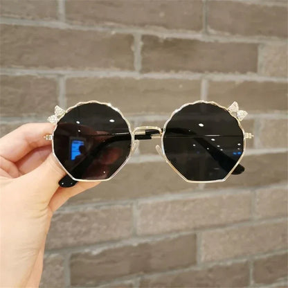New Fashion Children's Sunglasses Boys and Girls Anti-UV Sun Glasses Baby Cute Bow Little Girl Shell Glasses Metal Frame Eyewear