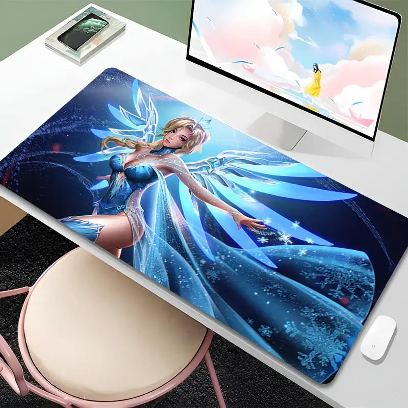 Overwatch Mercy Mouse Pad PC Gamer Cabinet Kawaii Mousepad XXL Sexy Anime Girl Keyboard Rug Laptop Gaming Accessories Desk Mat