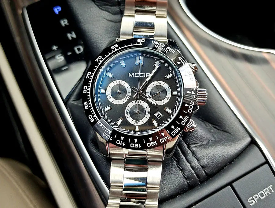 Montre homme MEGIR, marque de luxe, montre de sport à quartz, bracelet en acier inoxydable, étanche, chronographe, montre-bracelet