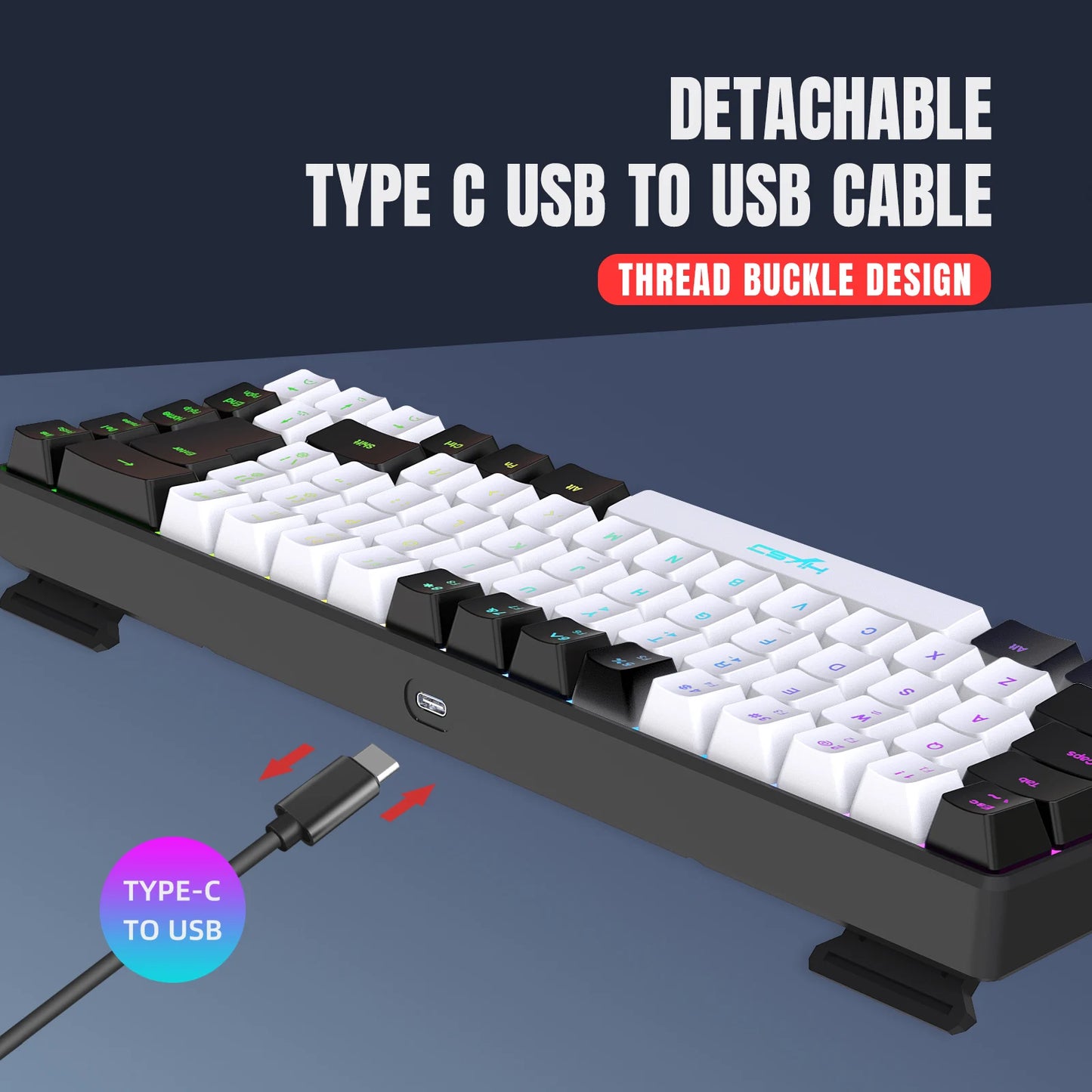 68 Keys Gaming Keyboard USB Wired RGB Gaming Keyboard with 20 Backlight Modes, Compact Mini Gaming Keyboard for Windows PC Laptop Desktop
