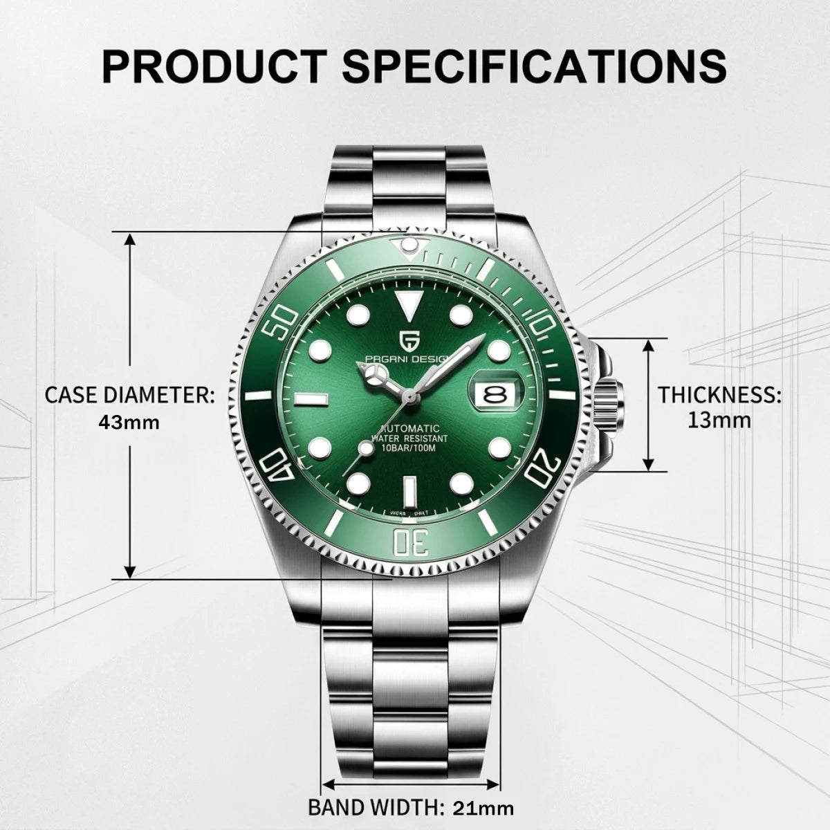 PAGANI DESIGN New Men Mechanical Wristwatch Luxury Ceramic Bezel Automatic Watch Sapphire Glass Watch for Men Relogio Masculino