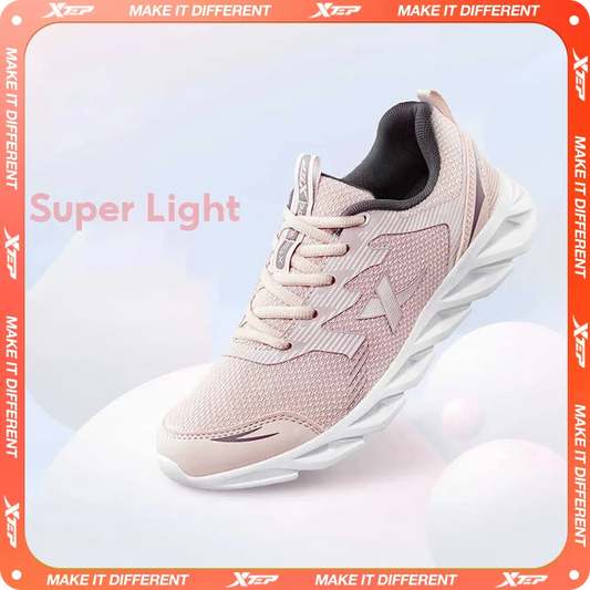 Xtep Running Shoes Non-Slip Soft Women's Sports Shoes Leather Upper Shock Absorption Female Sneakers For Women 879318110073