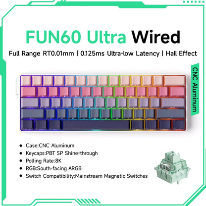 Akko MonsGeek FUN60 mechanische Tastatur mit Magnetschaltern, 60% Gaming-Tastatur, Rapid Trigger 0.01mm, 8K ARGB, HE/TMR Custom-Tastatur