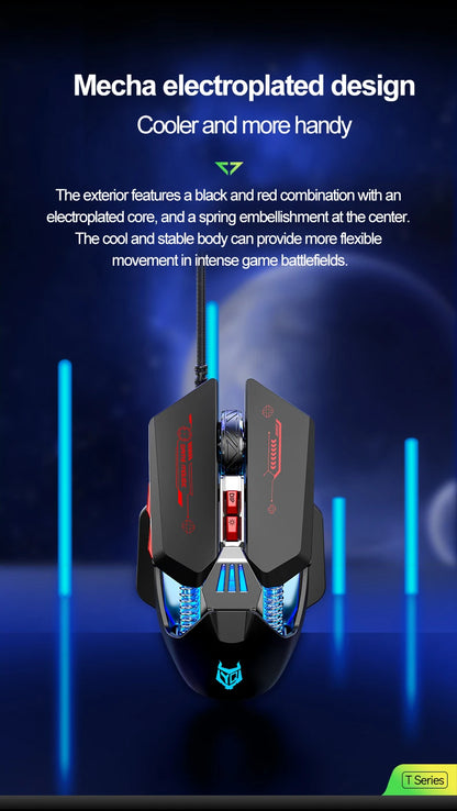 1K Hz Gaming Mouse Wired APAYADO T4 RGB Mouse with Ultra-light Cord 60IPS, 12800DPI for Laptop/Computer