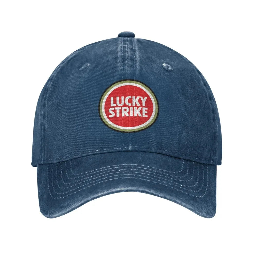 Lucky Strike Letters Troye Sivan Musik Sport Retro Cowboy Tvättade basebollkepsar Herr Denim Street Tide-hatt Vandring Herr Dad Cap