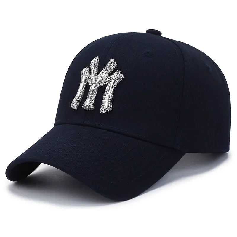 MY Rhinestone-kasket til kvinder – forår og efterår – streetwear, casual, udendørs, Duck Tongue-kasket, mode, alsidig baseballkasket, solskærm