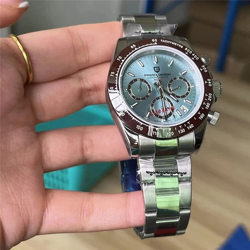 Montre pour homme PAGANI DESIGN – Modèle à cadrans colorés, montre-bracelet à quartz de luxe, chronographe équipé d'un mouvement