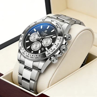 2026 NEW Automatic Mechanical Watch Man Silver Business Casual 3ATM Waterproof Multi-functional Men's Watches