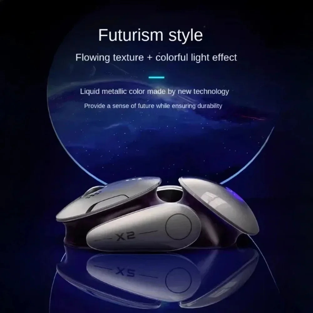 Mouse wireless Bluetooth in metallo Inphic X2 tri-mode, silenzioso, ricaricabile, e-sport, retroilluminato, per gaming, PC e laptop, idea regalo
