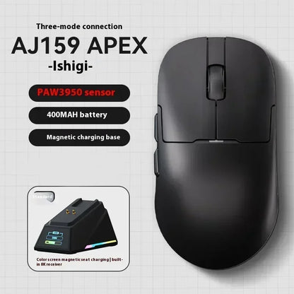 AJAZZ AJ159 APEX Mouse Tri Mode Wireless 8K PAW3950 Sensor Low Latency Gaming Mouse Charge Base Customize Lightweight PC Gamer