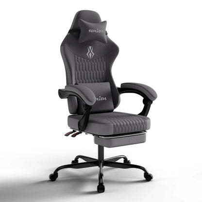 SUKIDA Gaming Chair Gamer Chair Ergonomic Office Chair Footrest Adjustable Lumbar & Pillows Gaming Chair