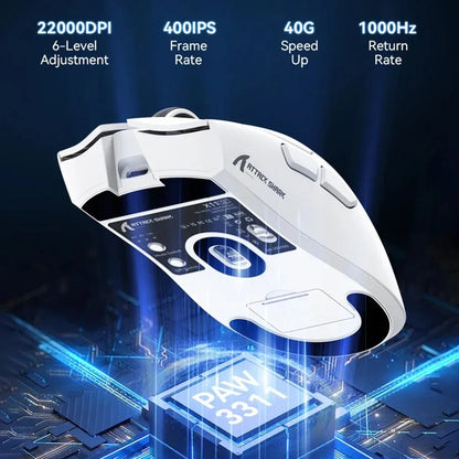ATTACK SHARK X11SE Ultra-Light Wireless Gaming Mouse, 20 Million Cycles Life, PAW3311 Gaming, 22K DPI, 400 IPS, 40G, 1KHz, 65 Hours, 30mAH