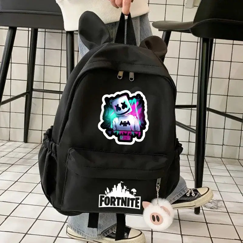Nauja „Fortnite“ animacinio stiliaus kuprinė berniukams ir mergaitėms, kasdienė mokyklinė kuprinė, didelės talpos mokinio krepšys su triušio ausimis, kelioninė kuprinė, kanceliarinių prekių dovana