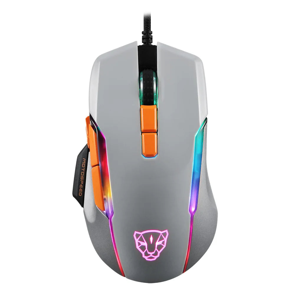 MOTOSPEED V90 Wired Gaming Mouse RGB, 5000 DPI Programmable Gaming Mouse with 9 Buttons, PMW3325 Optical Sensor, USB Wired Gaming Mouse for PC & Laptop