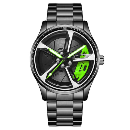 LIGE luxe herenhorloge – Model met draaibare wijzerplaat, waterdicht, van roestvrij staal, met verlichte display – Cadeautip voor mannen (Halloween)