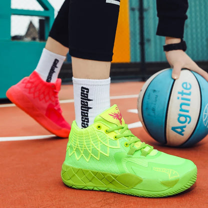 The youth actual combat basketball shoe movement outdoor comfortable cushioning wear-resisting fashion breathable high quality