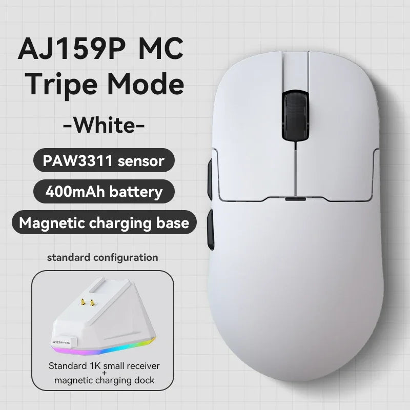 Ajazz AJ159 PRO/APEX Gaming Mouse 8000Hz Wireless Bluetooth Gaming Mouse with PAW3950 Sensor, 42K DPI, Magnetic Charging Dock & Color Display