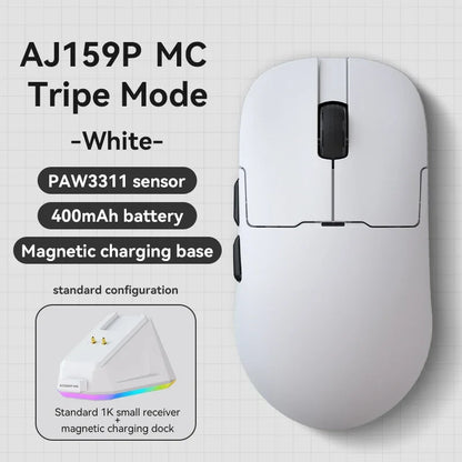 Ajazz AJ159 PRO/APEX Gaming Mouse 8000Hz Wireless Bluetooth Gaming Mouse with PAW3950 Sensor, 42K DPI, Magnetic Charging Dock & Color Display