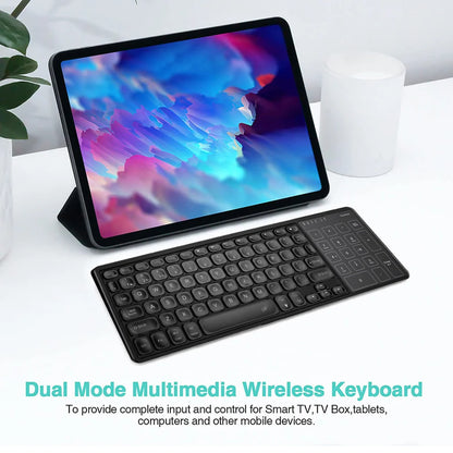 Backlit 7-Colors Bluetooth Keyboard with Touchpad 2.4G Wireless Multimedia Rechargeable Keyboard for Laptop PC Tablet