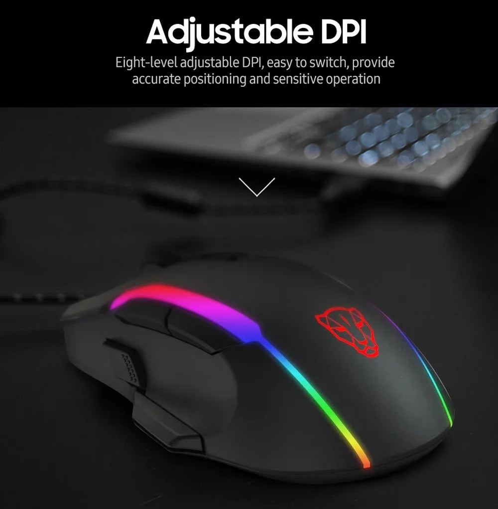 MOTOSPEED V90 Wired Gaming Mouse RGB, 5000 DPI Programmable Gaming Mouse with 9 Buttons, PMW3325 Optical Sensor, USB Wired Gaming Mouse for PC & Laptop