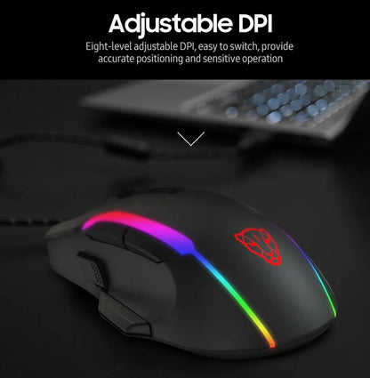 MOTOSPEED V90 Wired Gaming Mouse RGB, 5000 DPI Programmable Gaming Mouse with 9 Buttons, PMW3325 Optical Sensor, USB Wired Gaming Mouse for PC & Laptop