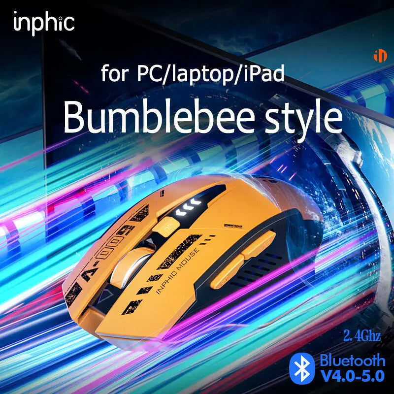 High Quality Inphic A9 200-2400dpi Bluetooth 5.0 Mouse Silent Charging Mechanical Feel Wireless Mouse for Tablet gaming mouse