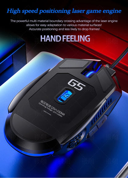 UTHAI G5 Six key 3200DPI wired illuminated gaming mouse, e-sports mechanical mute computer accessories