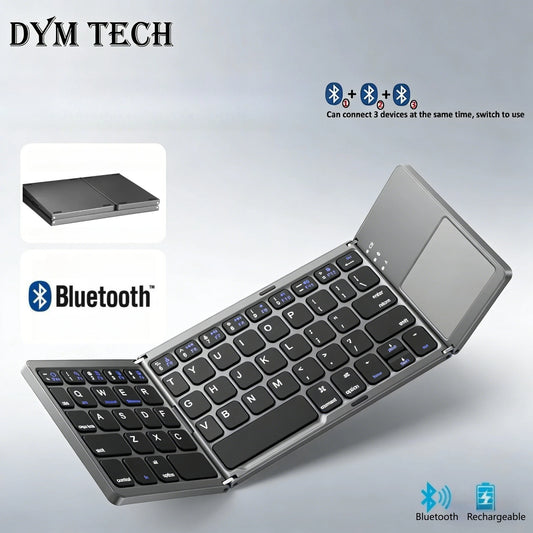Russian/Spanish/English B033 Mini Foldable keyboard, Wireless Bluetooth Keyboard Recharger with Touchpad for Windows Android IOS