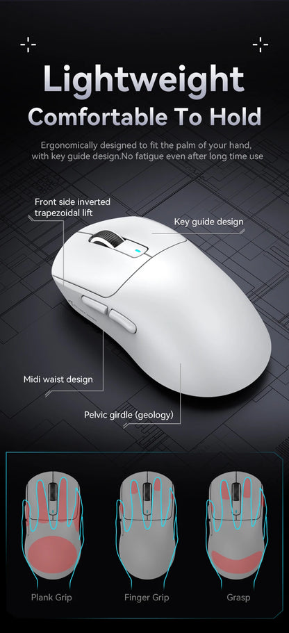 ATTACK SHARK X3/X3PRO 4K/8K trådlös gamingmus, 26K DPI, tri-mode (trådbunden/2.4GHz/BT5.2), lätt, PAW3395-sensor för gamers