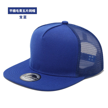 New Hip Hop Back Mesh Baseball Cap Men Women Personalized Flat Brim Trucker Hat Summer Street Fashion Snapback Caps