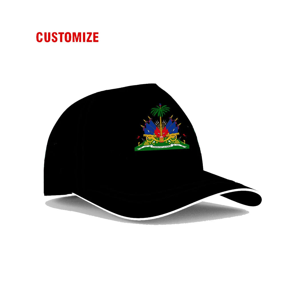 Haiti Free Custom College Name Number Team Logo Hat Hti Country Travel French Nation Haitian Republic Flag Baseball Cap