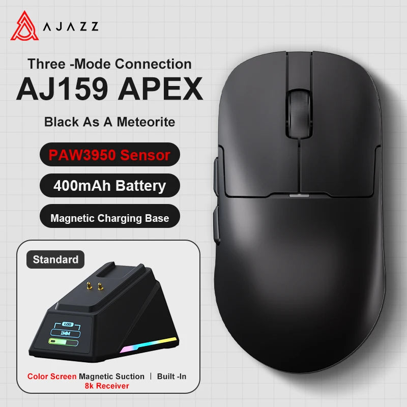AJAZZ AJ159 APEX/AJ159PRO Wireless Gamer Mouse with RGB Magnetic Charging Base Lightweight AJ159P Gaming Mouse for PC Laptop
