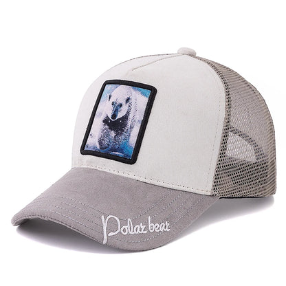 Czapka typu trucker unisex z naszywką w wzór Grizzlies, zamszowa czapka przeciwsłoneczna, letnia czapka baseballowa z motywem zwierzęcym dla mężczyzn i kobiet