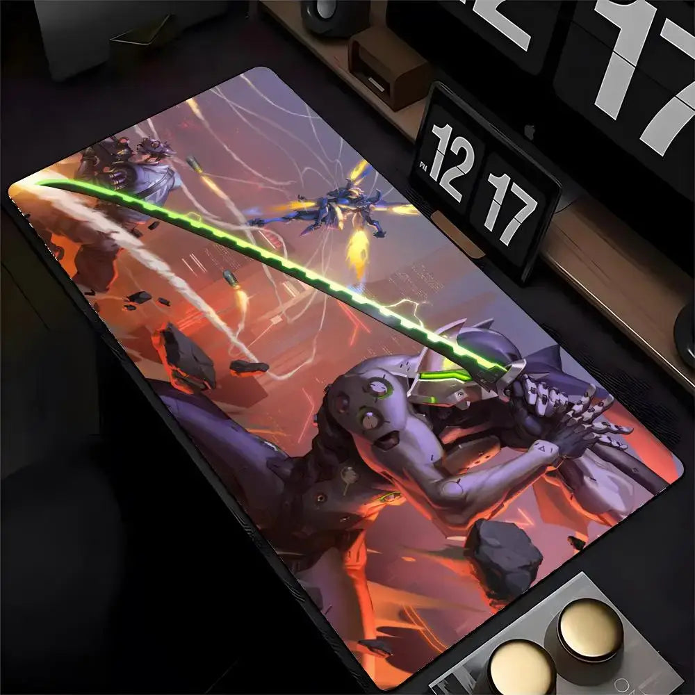 Overwatch Genji Mouse Pad Mousepad HD Printing Computer Gamers Locking Edge Non-slip Mouse Pad XXL90x40cm Keyboard PC Desk Pad