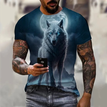 Pánská trička Letní zvířecí vzor s vlkem 3D potisk Topy Trička Letní dámská móda Streetwear Oversized tričko Pánské oblečení