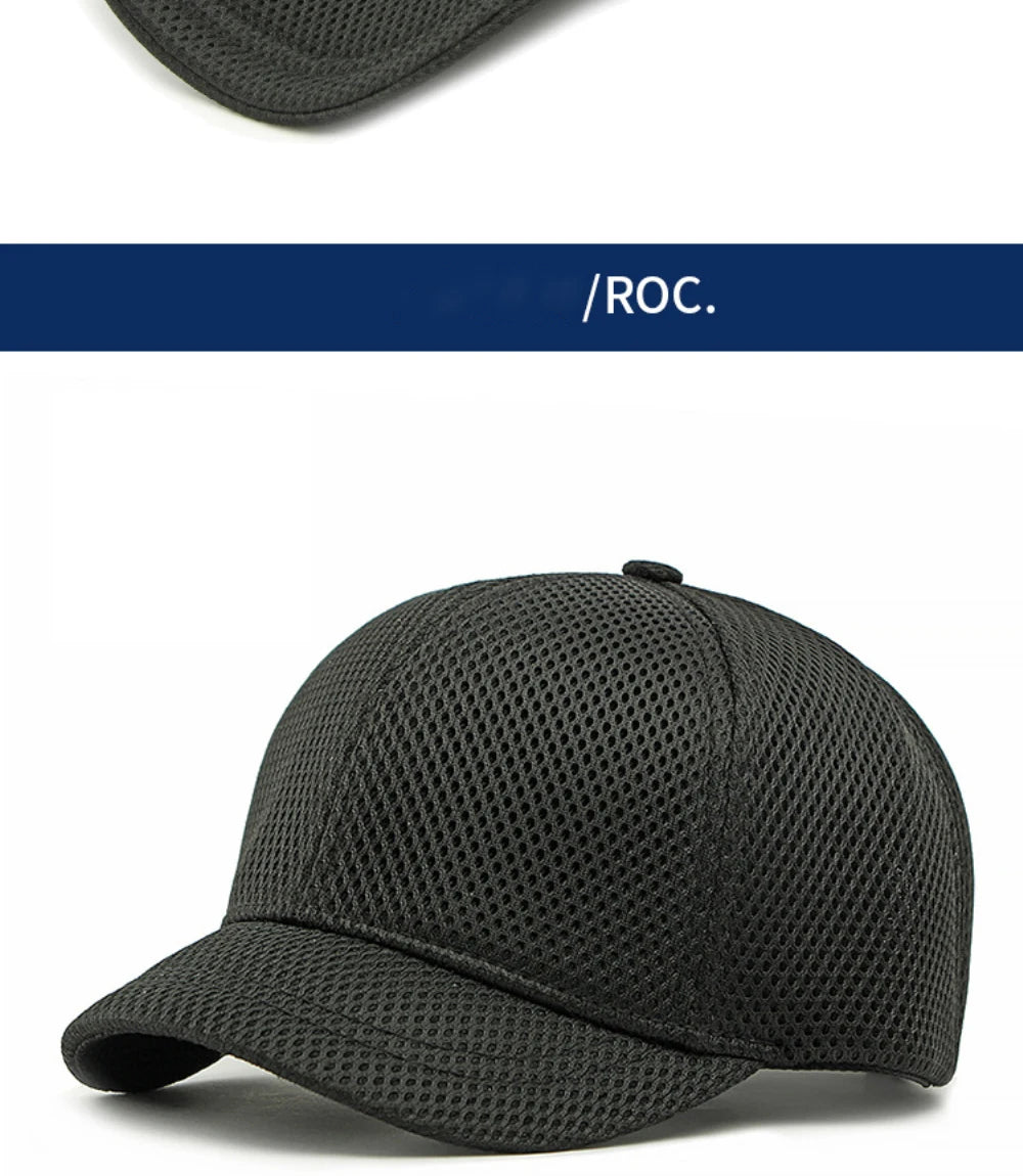 HT4828 5CM Short Brim Baseball Cap Male 6 Panels Baseball Hat Breathable Mesh Trucker Cap Men Women Solid Plain Snapback Cap