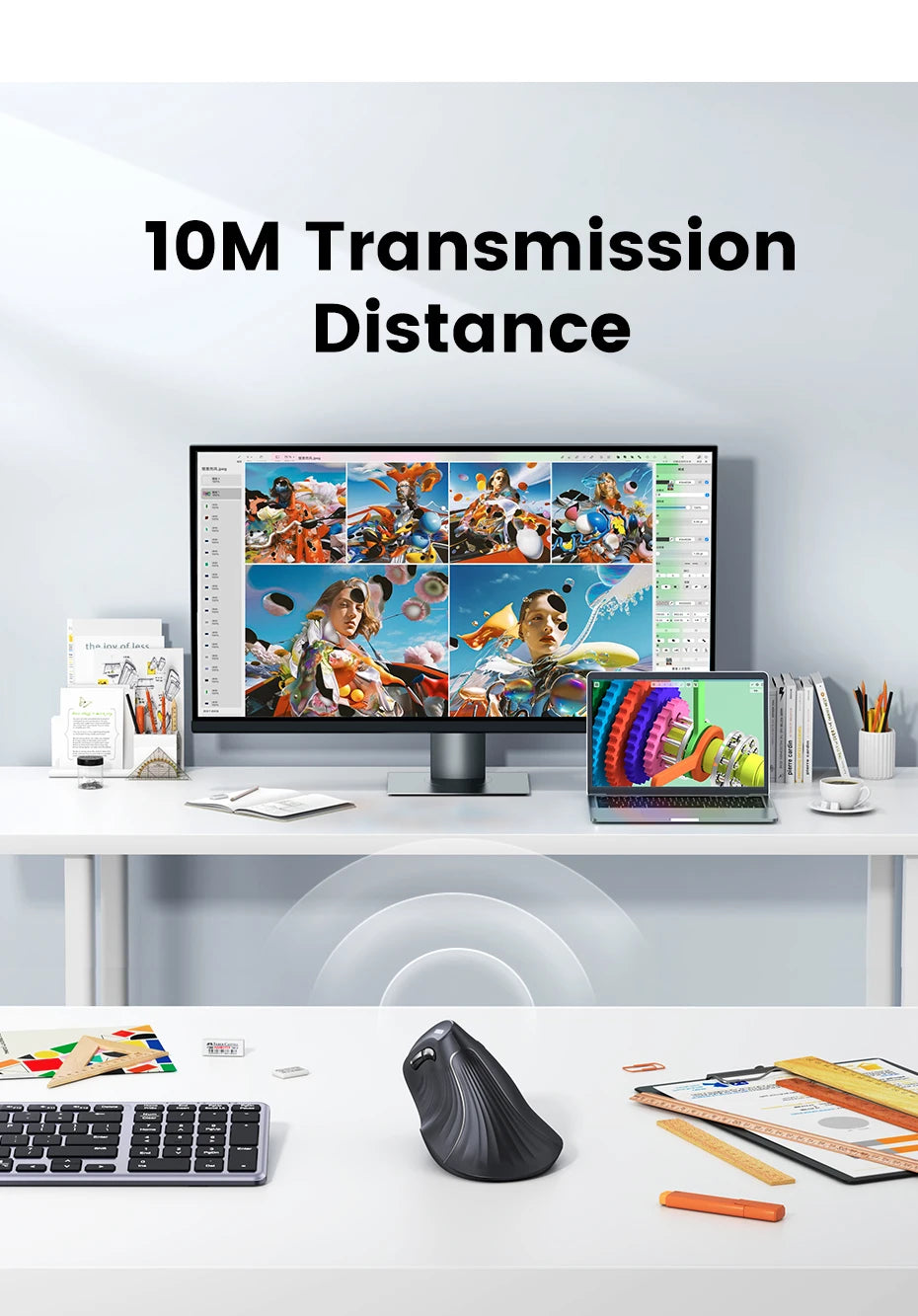 Mouse Wireless Bluetooth 5.0 2.4G Ergonomic 4000DPI 6 Mute Buttons for MacBook Tablet Laptops Computer PC Mice