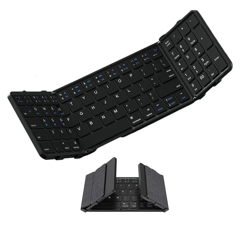BOW Foldable Bluetooth Keyboard with Touchpad/Numberic Pad Portable Rechargeable Folding Wireless Keyboard for Tablet iPad