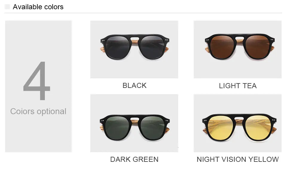 Oi Wood Brand Classic Sunglasses For Mem Women Polarized UV400 Protection Eyewear Wooden Black Glasses Zebra Wood
