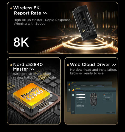 ATTACK SHARK R5 ULTRA Wireless Gaming Mouse - 8K Polling, PAW3950MAX Sensor, 42,000 DPI, Carbon Fiber Ultra-Light for Pro Esport