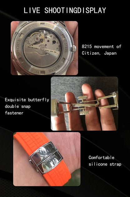 Specht&Sohne 40MM Automatic Mechanical Watch For Men Miyota 8215 Movt Sapphire Crystal 5167 Sports Wristwatch 50M Waterproof