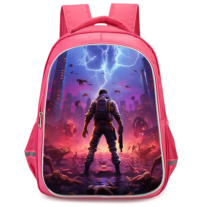 16 Inch Fortnite Cartoon Backpack Unisex for Boys Girls with Dual Zippers Large Capacity Lightweight Student Backpack