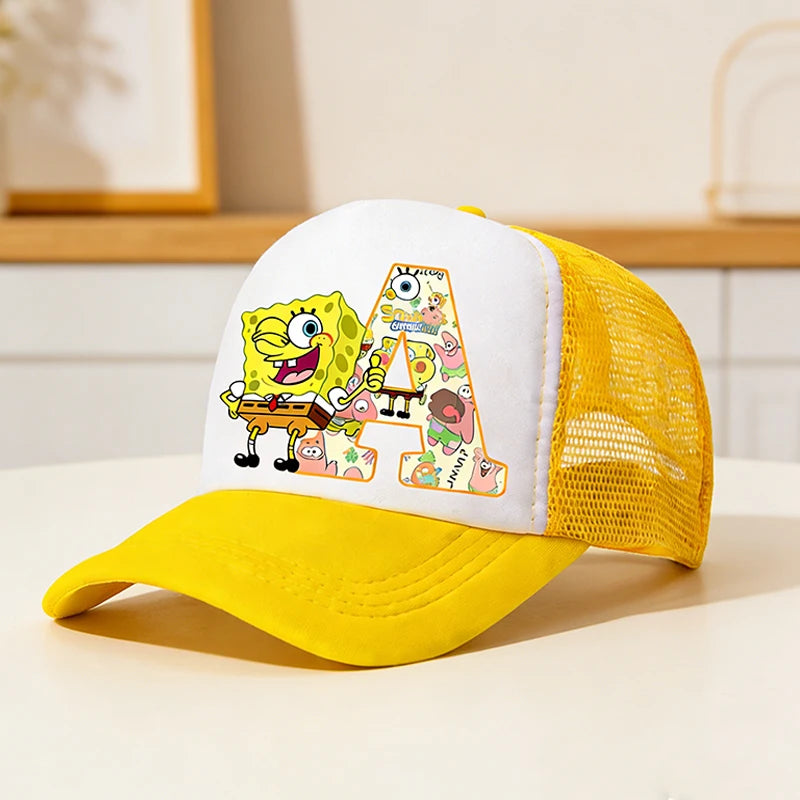 Καπέλο μπέιζμπολ SpongeBob SquarePants για παιδιά και ενήλικες με τυπωμένα γράμματα, καπέλα ηλίου, anime, καρτούν, ρυθμιζόμενα καπέλα με γείσο, καλοκαιρινό καπέλο για καθημερινή χρήση, νέο