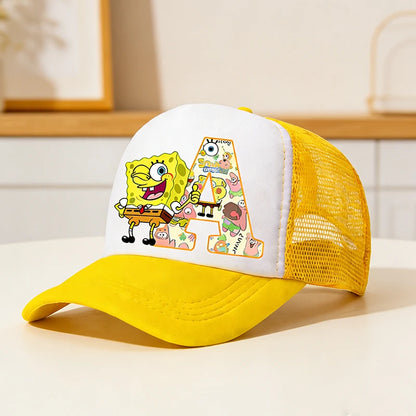 Καπέλο μπέιζμπολ SpongeBob SquarePants για παιδιά και ενήλικες με τυπωμένα γράμματα, καπέλα ηλίου, anime, καρτούν, ρυθμιζόμενα καπέλα με γείσο, καλοκαιρινό καπέλο για καθημερινή χρήση, νέο